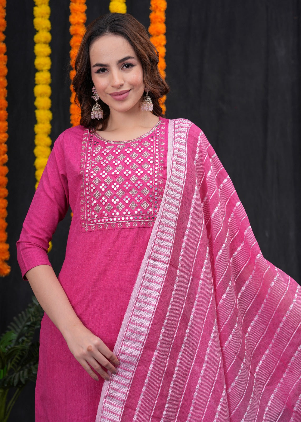 Elegant Pink Dupatta Set