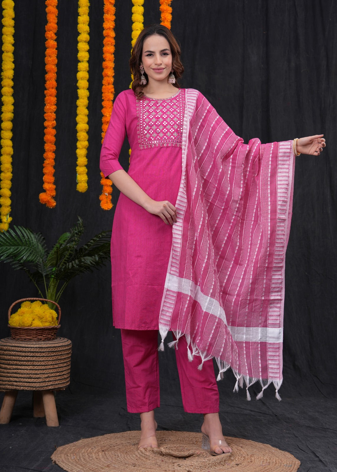 Elegant Pink Dupatta Set