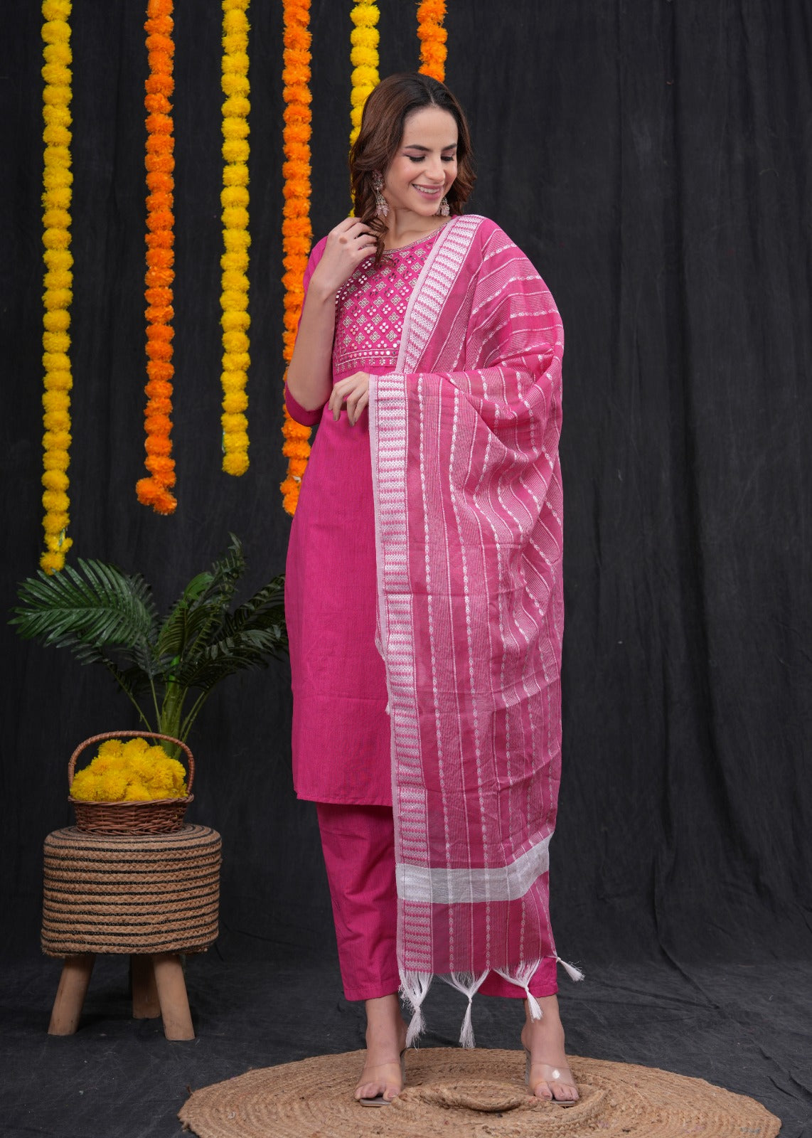 Elegant Pink Dupatta Set