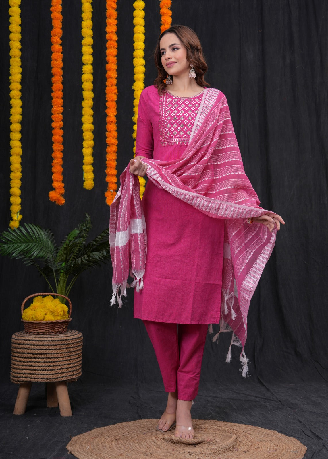 Elegant Pink Dupatta Set