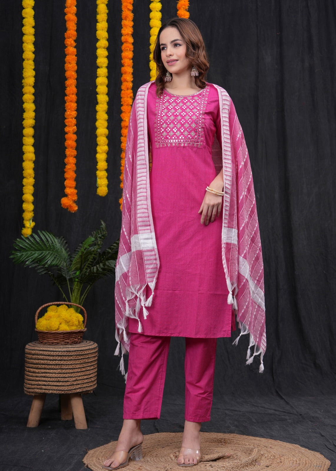 Elegant Pink Dupatta Set