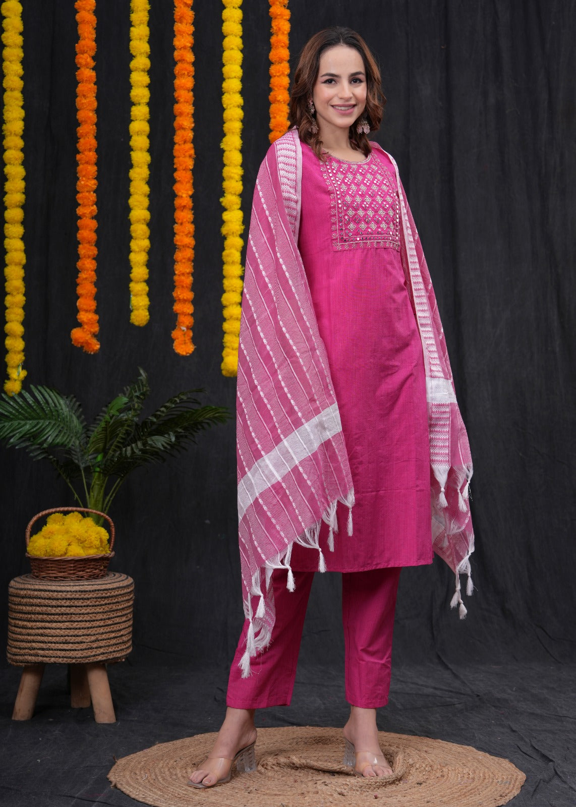 Elegant Pink Dupatta Set