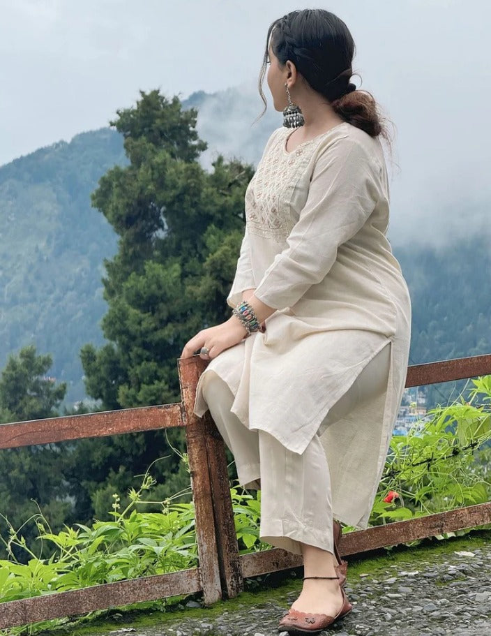Classic Cream Kurta Pant Set