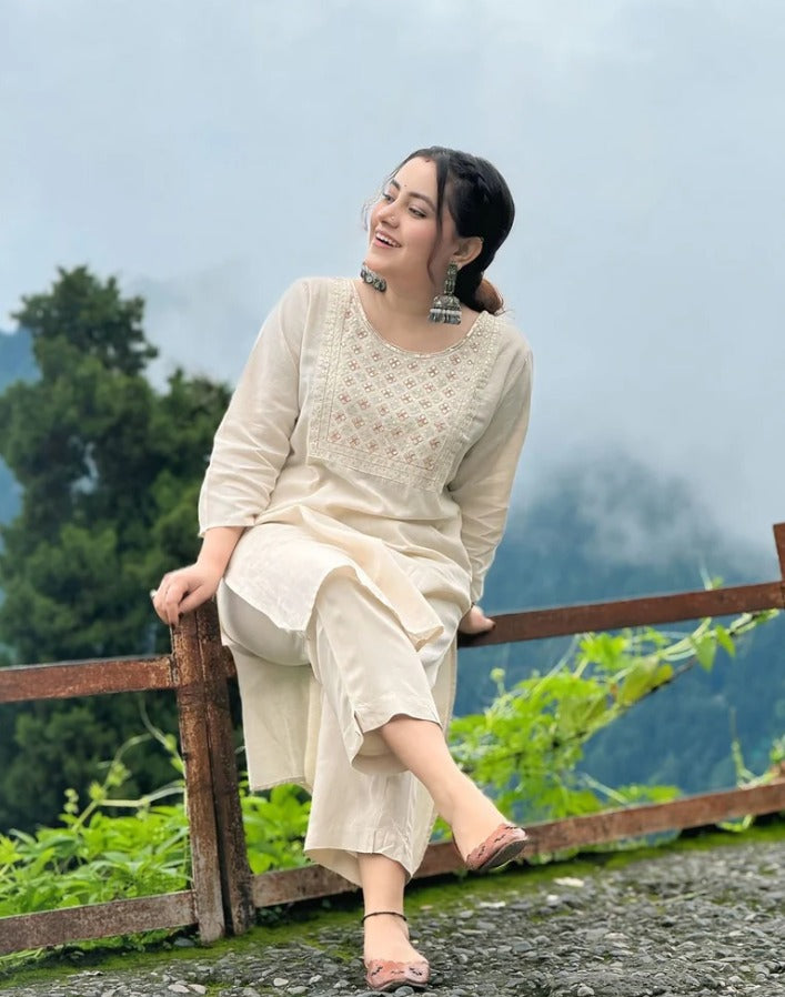 Classic Cream Kurta Pant Set