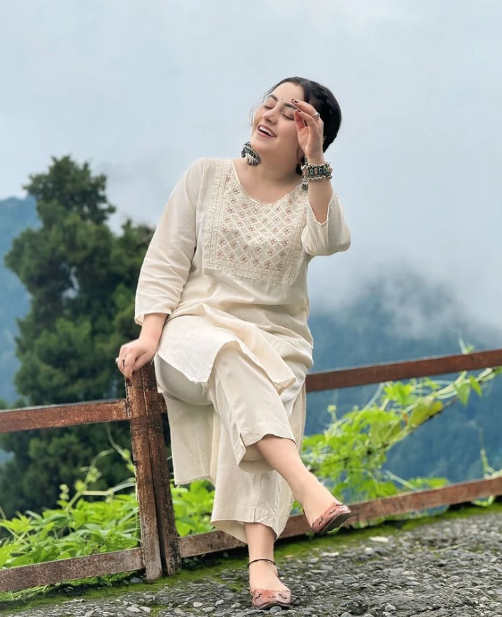Classic Cream Kurta Pant Set