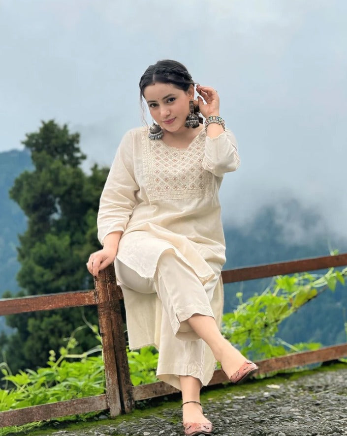 Classic Cream Kurta Pant Set